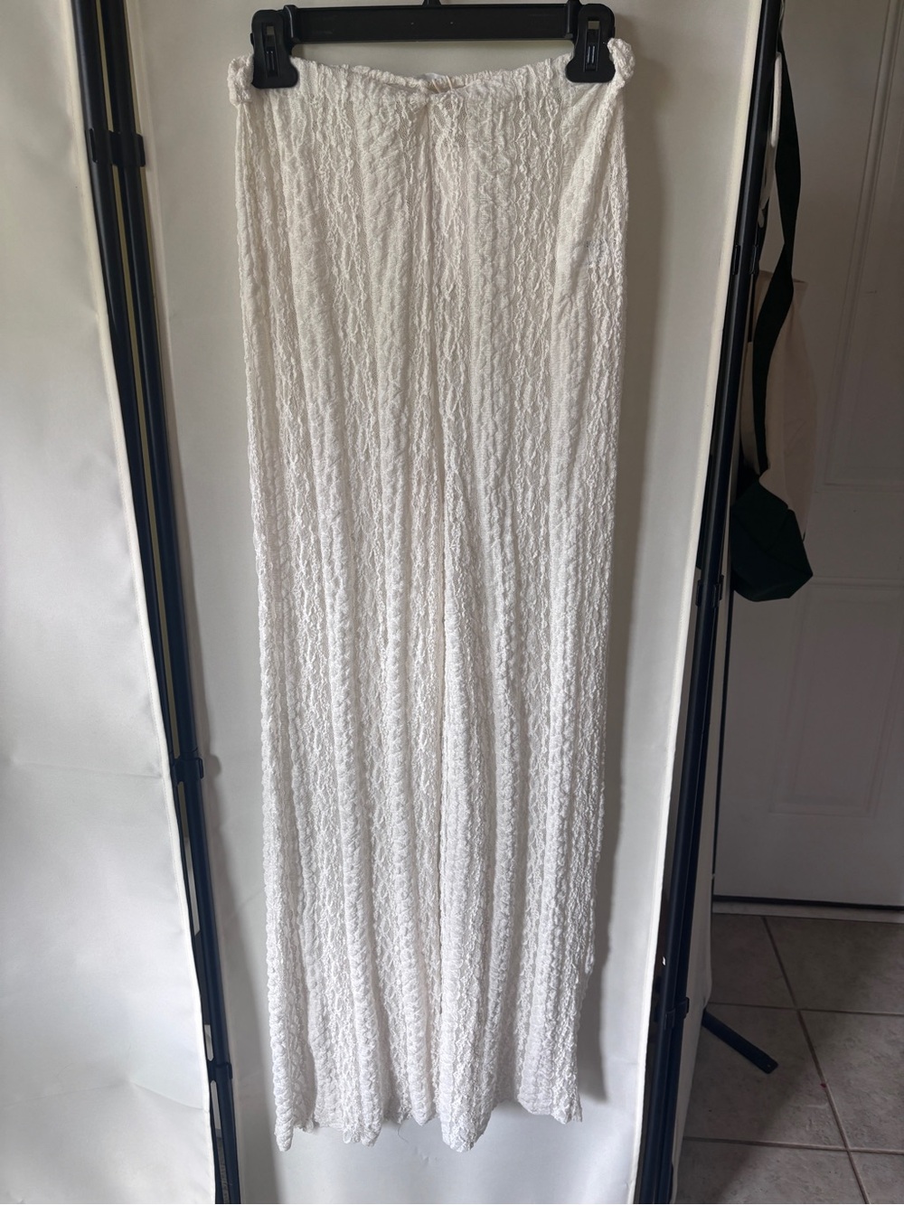 Zara White Lace Wide-Leg Pants